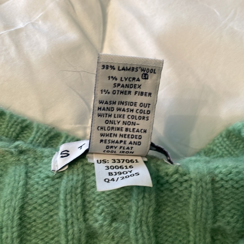 GAP ladies crew neck cable knit sweater, 98% lamb’s wool, light green, size L - Picture 5 of 5